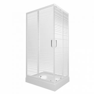 Душевой уголок Triton Фьюжн Щ0000064850 100x80 см профиль белый стекло с узором